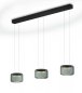 Preview: GKS Knapstein Sidra-3 LED-pendant luminaire mattblack 51.529.07-1 3-flame smoked Glas