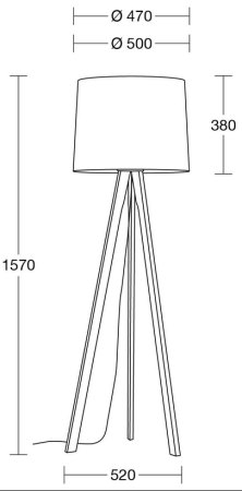 Herzblut floor lamp Tre walnut 11815.80 LS Cotton silver grey