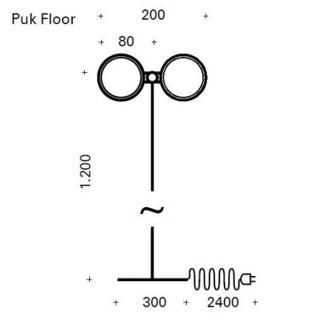 Top Light Puk Mini Floor Mini Twin ø 80 G9 Stand- Leseleuchte, dimmbar Konfigurator