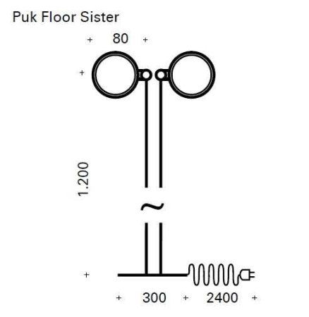 Floor lamp / reading lamp "PUK FLOOR SISTER" Top Light