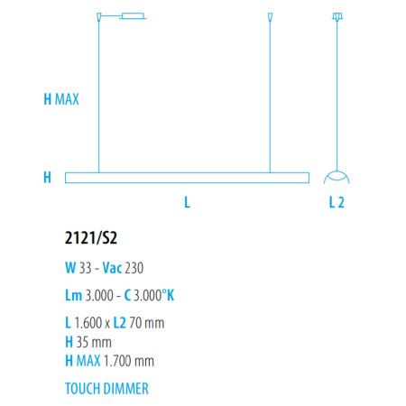 BRAGA TILE 2121/S2 C24/13 LED bar light, concrete finish / silver leaf