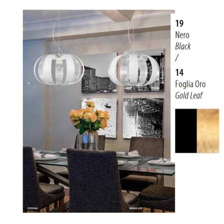 Exhibition Piece - Braga GEO LED pendant lamp 1-flg black/leaf gold 2123/S40 C-19/14