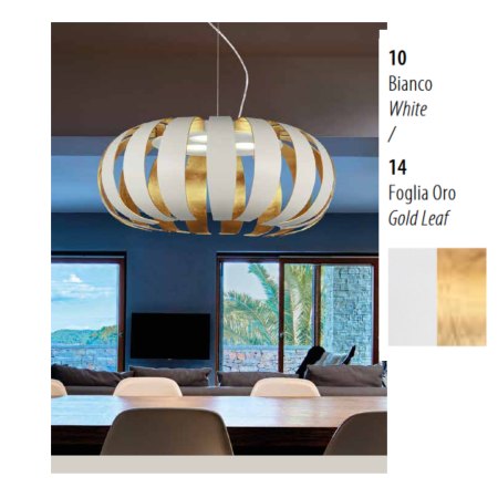Exhibition piece - Braga GEO LED pendant luminaire 3 flame, white / gold Ø60cm