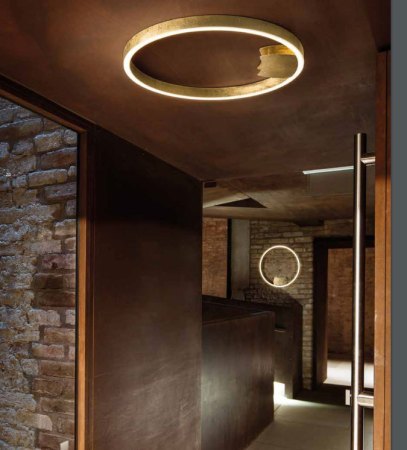 Braga Loop LED Wand/Deckenleuchte 60cm Blattgold 2129/PL60 dimmbar