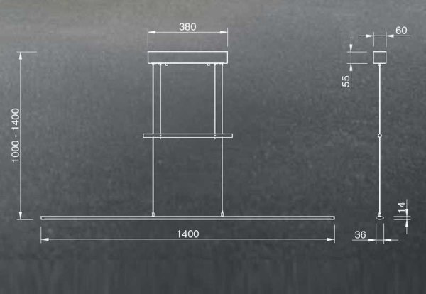 LED pendant lamp "BLADE" 140cm 9678.02 9678.16 Schmidt lights