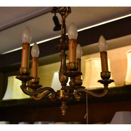 Cast bronze chandelier 5-flame rarity