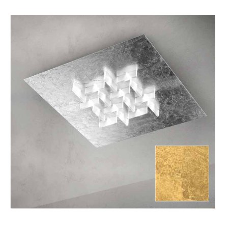 BRAGA LED Deckenleuchte Cristalli transparent 2051/PL60D M-14 Blattgold Oro