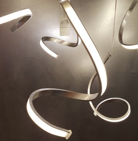 Ausstellungsstück Braga Tape LED Kronleuchter 6-flammig Blattsilber 2133SM-13 dezentraler Baldachin dimmbar