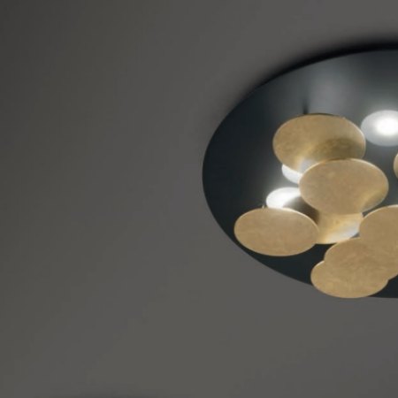 Ausstellungsstück Braga - Nuvola LED Wand/Deckenleuchte 2092/PL70 Schwarz - Blattgold