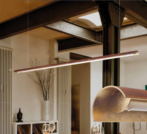 Braga Tile 2121/S1 C27/14 LED Bar Light, Rust/Gold Leaf