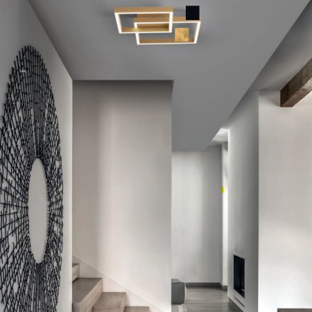 Exhibition Piece - Braga Flat LED Ceiling Light 2136/PL75 black/goldleaf, dimmable