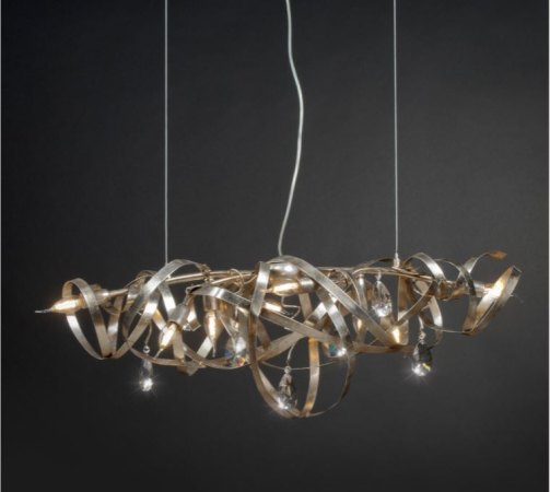 Ferro Luce 22/8 S Pendant Light Silver Leaf Asfour Lead Crystal