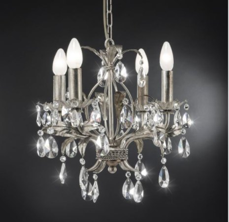 Ferro Luce 90/4 K Chandelier Silver Leaf/Gold Leaf Asfour Lead Crystal