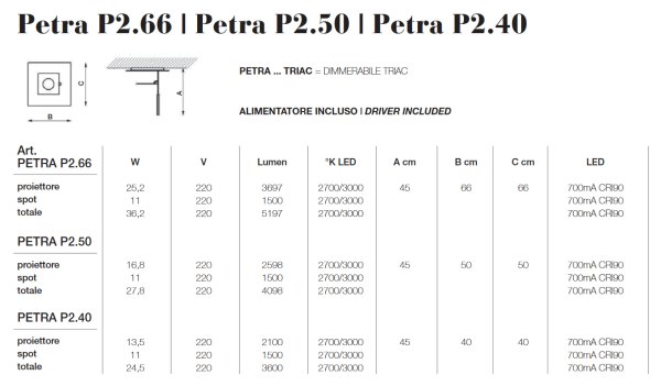 Icone Petra P2.66 LED ceiling lamp with spotlight 66X66cm, color selection