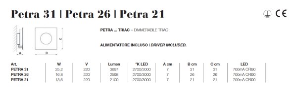 Icone Petra 21 LED wall lamp 21cm x 21cm adjustable Colour selection