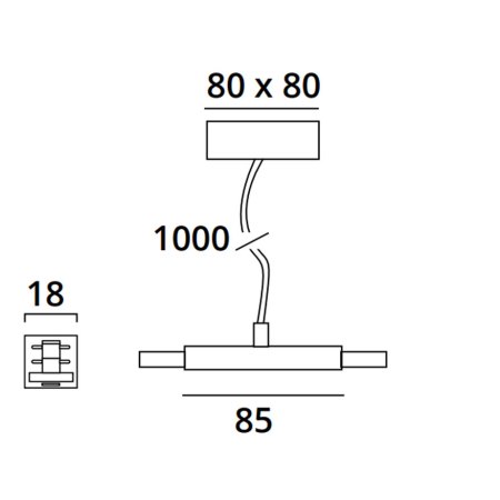 Top Light Mini Track (8) Kabelmitteleinspeisung mit Baldachin