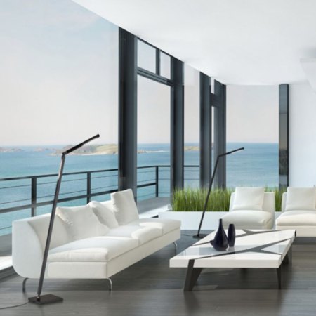 Carla-2 LED floor lamp with indirect, second lamp light and intelligent gesture control mattnickel