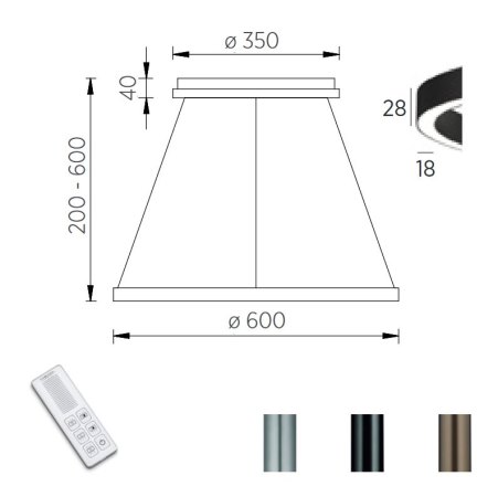Knapstein Lisa-D 60cm LED ceiling / pendant light remote control dynamic white colour selection