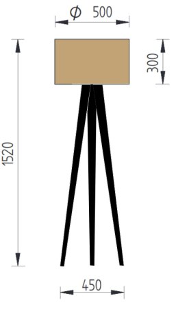 Knapstein floor lamp Emma 41.978.07-10 black tripod, lampshade cylindrical linen / stone