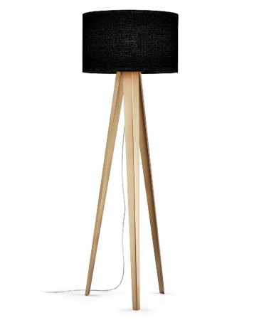 Exhibition piece - Knapstein floor lamp Emma 41.978.04-11 bronze tripod, cylindrical shade "black linen"