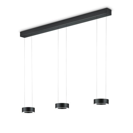 Knapstein Zera-3 51.518.07 mattschwarz Prismenabdeckung LED Pendelleuchte - 3 flammig Ober-/Unterlicht Gestensteuerung Lift dimmbar
