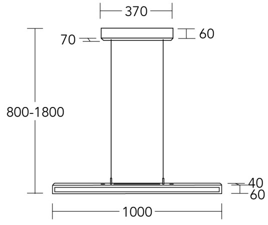 Herzblut Karl G LED Holzpendelleuchte 100cm mit Granit Ober- und Unterlicht mit Rollizug Farbauswahl