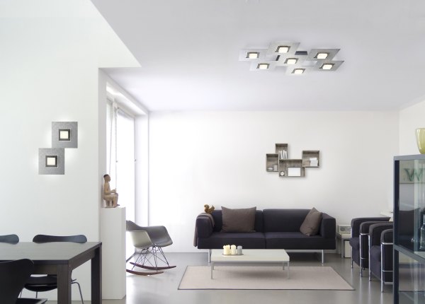 Grossmann Karree LED wall-/ceiling lamp 7-flg alu/champ.