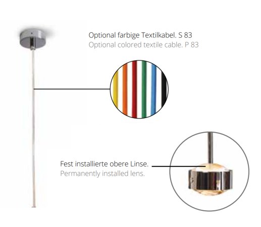 Top Light LED Puk Maxx Drop Solo pendant luminaire Colour selection textile cable anthracite