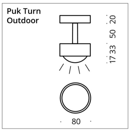 Top Light LED Puk Mini Turn Outdoor 80