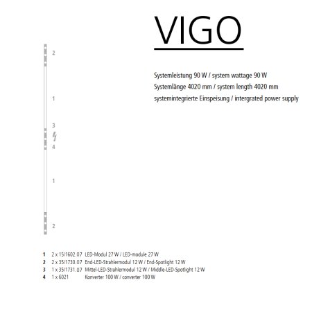 Helestra - hochwertiges Schienensystem VIGO - mit Strahlern, weiss