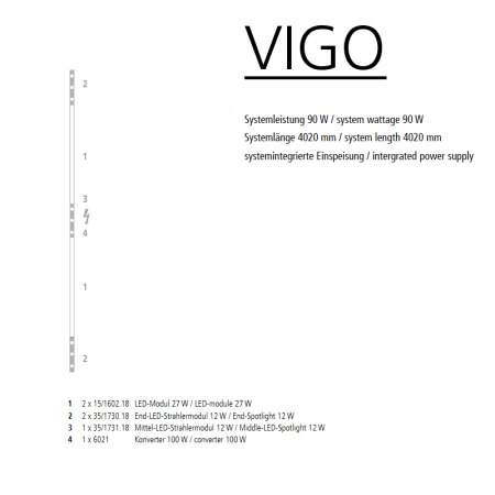 Helestra - Hochwertiges Schienensystem VIGO - mit Strahlern, Nickel matt