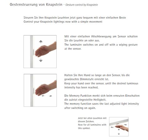 Knapstein Svea L60 LED ring light gesture control dimmable lift matt nickel