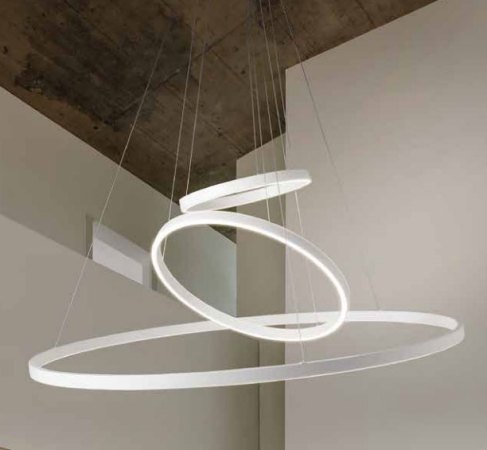Braga Loop 1 LED Pendelleuchte 50cm weiß 2129/S50-2 + 2129/R220-100 D4 M -10 , dimmbar