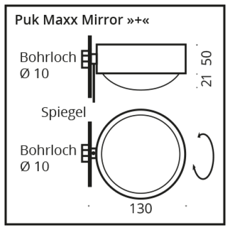 Top Light mirror recessed luminaire Puk Maxx Mirror + rotatable Colour selection