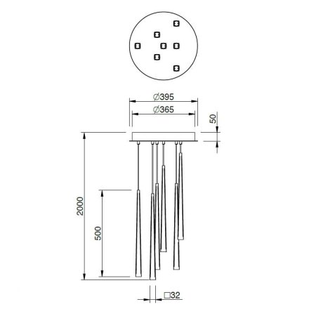 LED hanging lamp " LUCID XL" 7-flames Schmidt lights