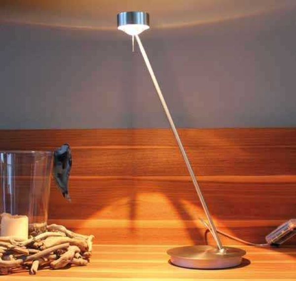Top Light LED Tischleuchte "Puk Table Single" 60cm, Sepia / Chrom