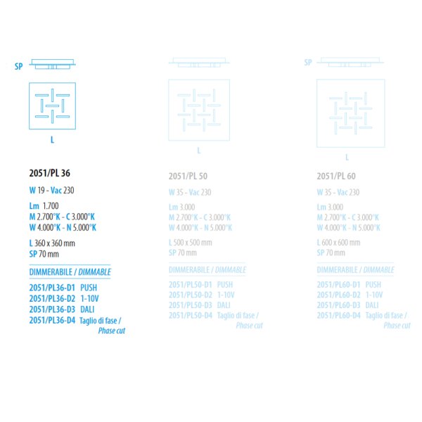 BRAGA LED Deckenleuchte Cristalli 2051/PL36D 24 Beton Optik
