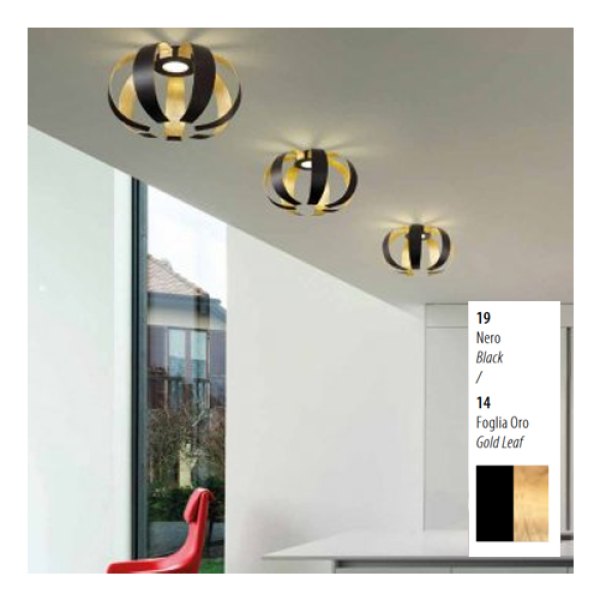 Exhibition piece - Braga  GEO LED ceiling light 1-flg black/gold leaf 2123/PL40 C-19/14