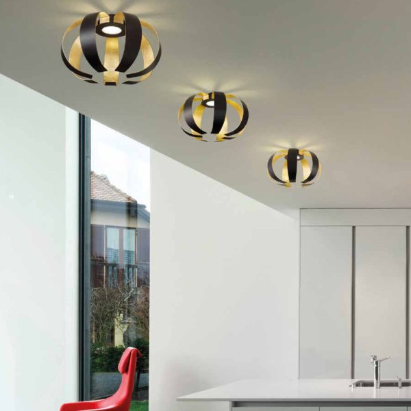 GEO LED ceiling luminaire 1 flame, white / gold Ø 40cm