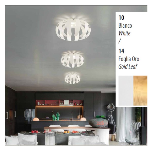 Braga GEO LED ceiling luminaire 3 flame, white / gold 2123/PL50 C-10/14