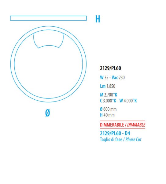 Ausstellungsstück Braga Loop LED Wand/Deckenleuchte 60cm 2129/PL60 M-13, dimmbar, Silber