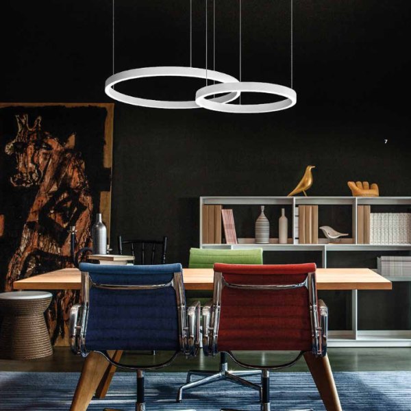 Braga Loop 1 LED Pendelleuchte 50cm weiß 2129/S50-2 + 2129/R220-100 D4 M -10 , dimmbar