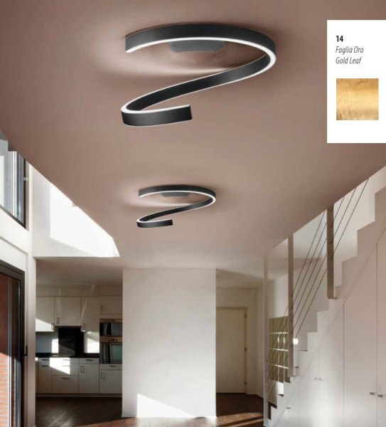 Braga Spira LED ceiling light 60cm gold leaf 2130/PL60 M-14, dimmable