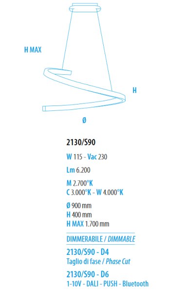 Braga Spira LED Pendelleuchte 90cm Blattgold 2130/S90 M-14