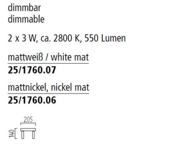 Helestra - LED-Deckenstrahler FOX 25/1760.06 - IP40 mattnickel / 2flg