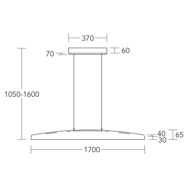 Herzblut Arco 170cm LED bar luminaire top and bottom light with cable reel colour selection