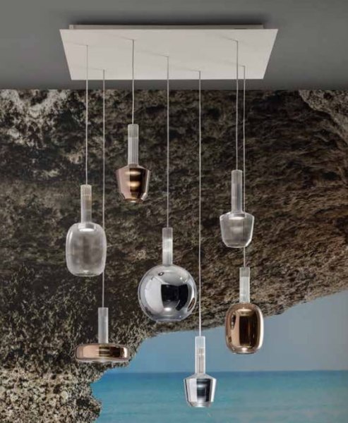 Ausstellungsstück - Braga Eclettica individuelle Pendelleuchte 7 flammig - fantastische Farben