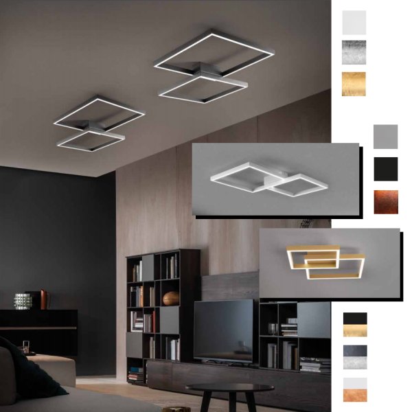 Braga Flat LED Deckenleuchte 2136/PL75 Schwarz/Blattsilber