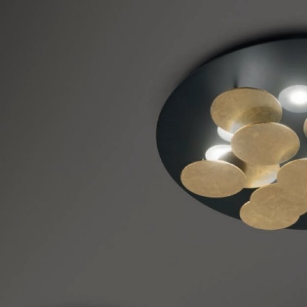 Ausstellungsstück Braga - Nuvola LED Wand/Deckenleuchte 2092/PL70 Schwarz - Blattgold