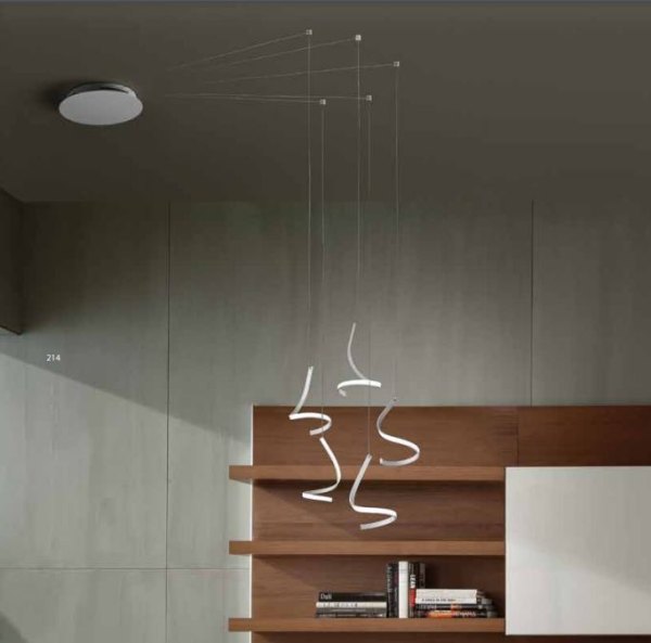 Ausstellungsstück Braga Tape LED Kronleuchter 6-flammig Blattsilber 2133SM-13 dezentraler Baldachin dimmbar
